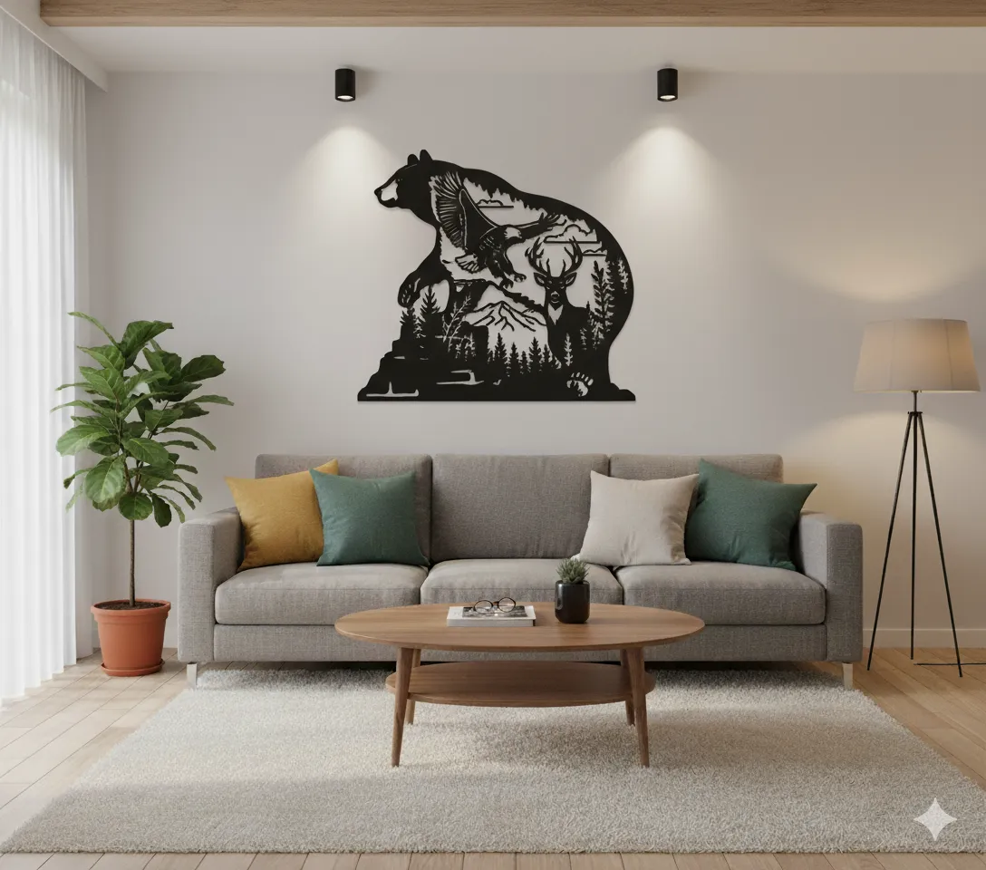 Cuadro de Oso, Aguila y Venado